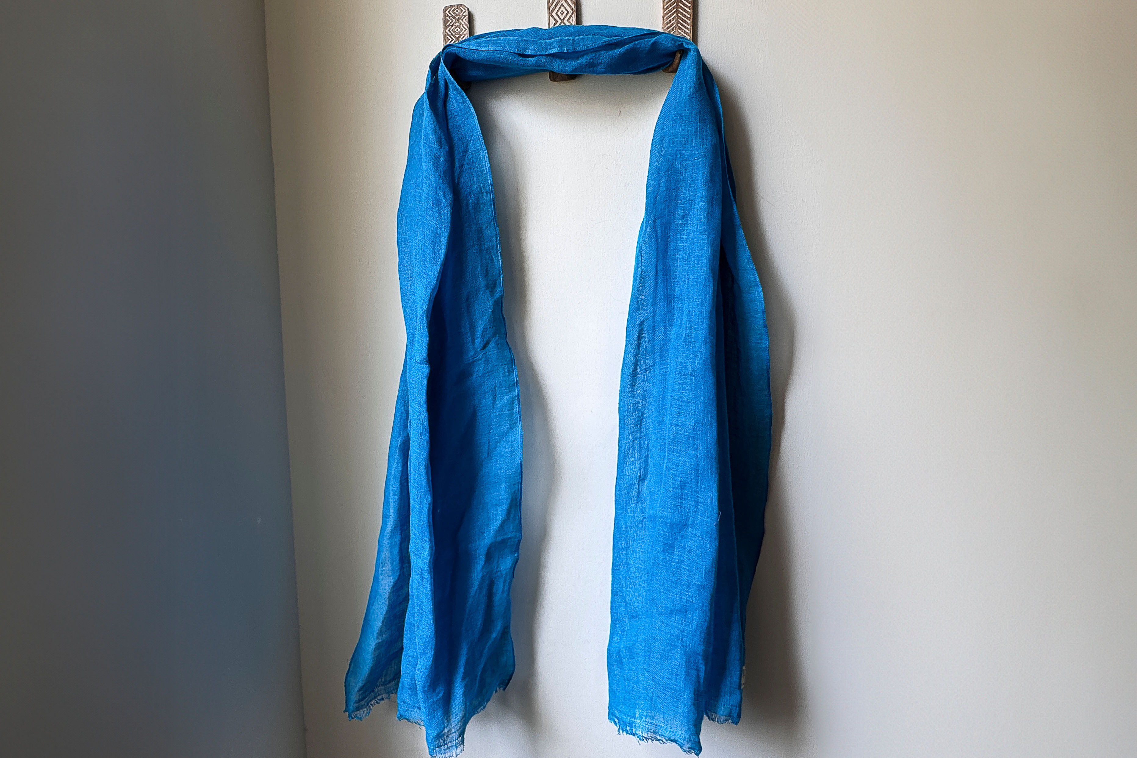 Azure Blue Linen Scarf
